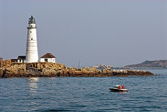 Boston Harbor Light on Foggy Morning in Massachusetts